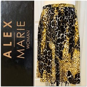 NWT Alex Marie Animal Print Pleated Skirt